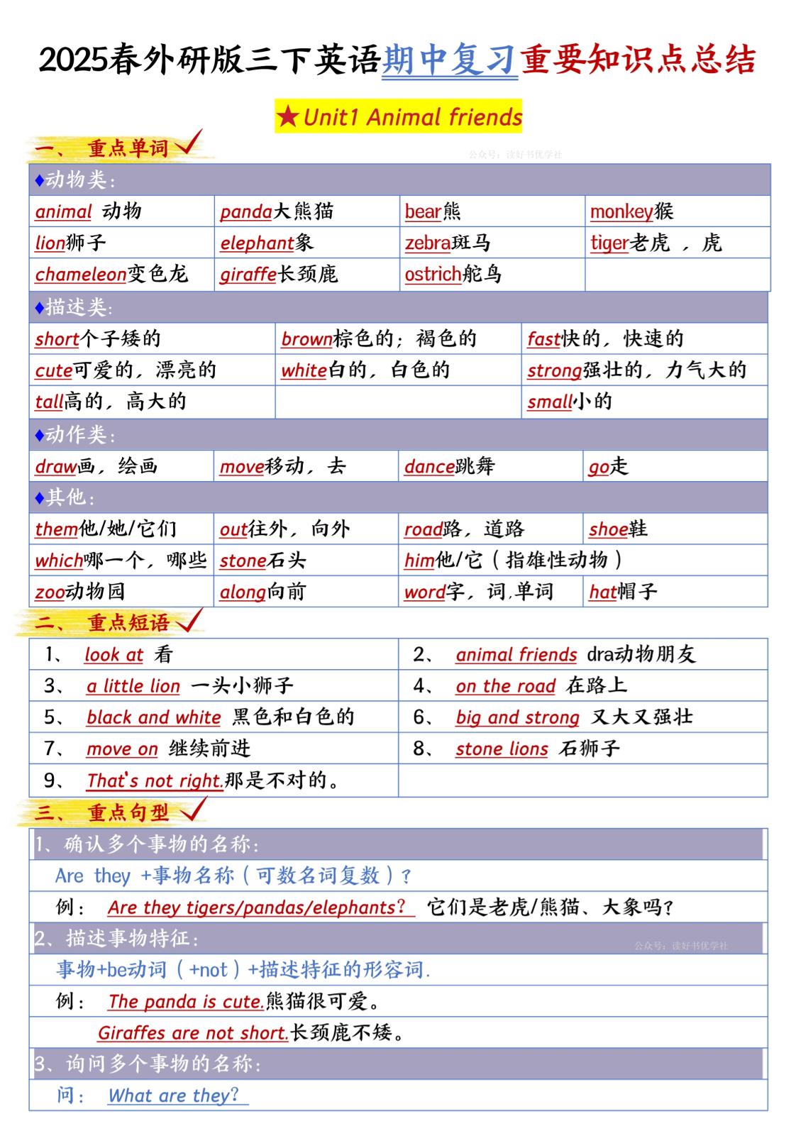 三下英语外研期中知识清单1金榜学科-专注整理分享幼、小、初、高学科教资，一站式解决孩子学习资料难题，帮助孩子全方位提升成绩。金榜学科