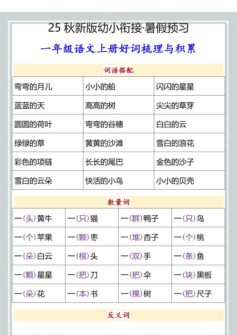 【2025秋新版】幼小衔接一年级语文上册好词梳理与积累金榜学科-专注整理分享幼、小、初、高学科教资，一站式解决孩子学习资料难题，帮助孩子全方位提升成绩。金榜学科