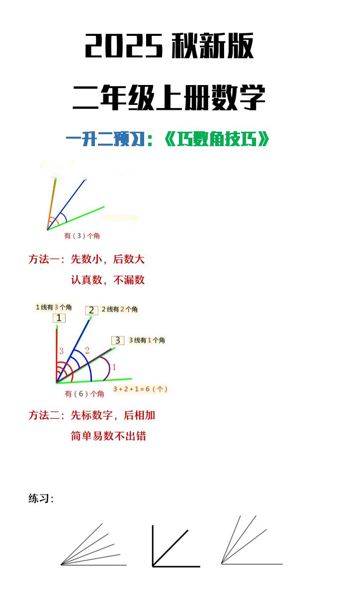 【2025秋新版】二年级上册数学巧数角的技巧金榜学科-专注整理分享幼、小、初、高学科教资，一站式解决孩子学习资料难题，帮助孩子全方位提升成绩。金榜学科