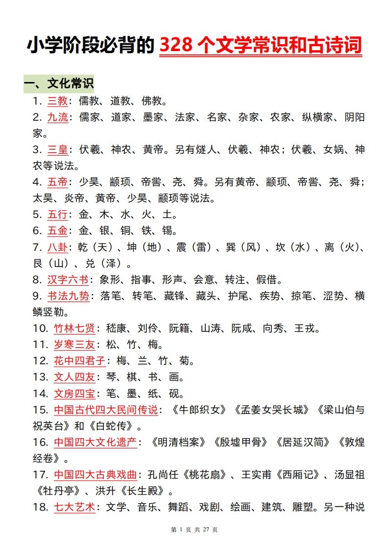 六下语文小学阶段必背的328个文学常识和古诗词金榜学科-专注整理分享幼、小、初、高学科教资，一站式解决孩子学习资料难题，帮助孩子全方位提升成绩。金榜学科