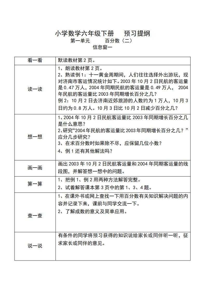 六下人教版数学课前预习单金榜学科-专注整理分享幼、小、初、高学科教资，一站式解决孩子学习资料难题，帮助孩子全方位提升成绩。金榜学科