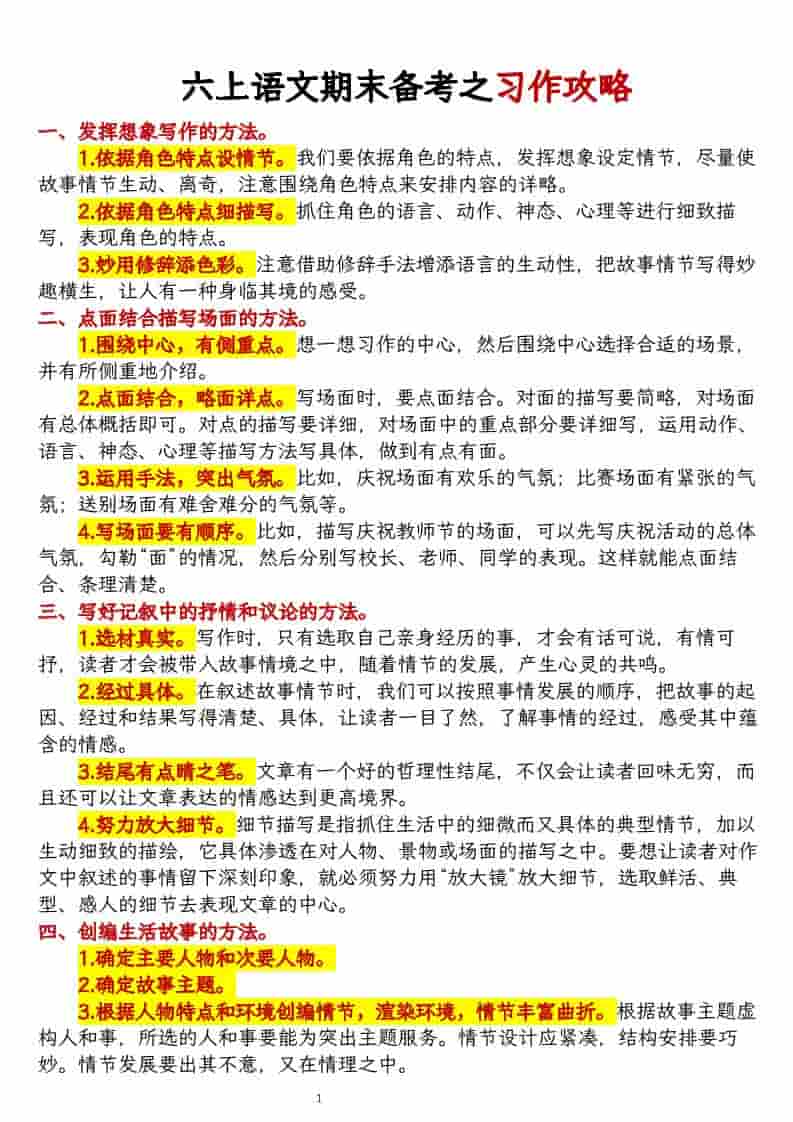 六上语文期末备考之习作攻略金榜学科-专注整理分享幼、小、初、高学科教资，一站式解决孩子学习资料难题，帮助孩子全方位提升成绩。金榜学科