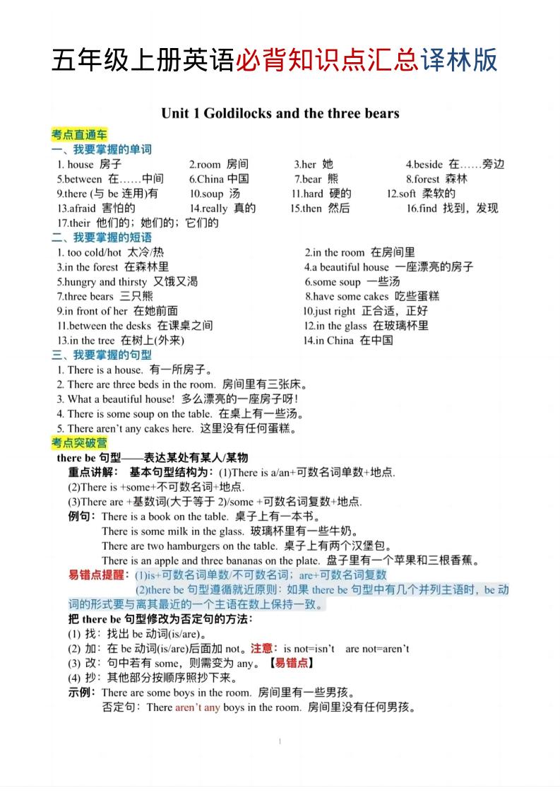 五年级上英语必背知识单《译林版》金榜学科-专注整理分享幼、小、初、高学科教资，一站式解决孩子学习资料难题，帮助孩子全方位提升成绩。金榜学科