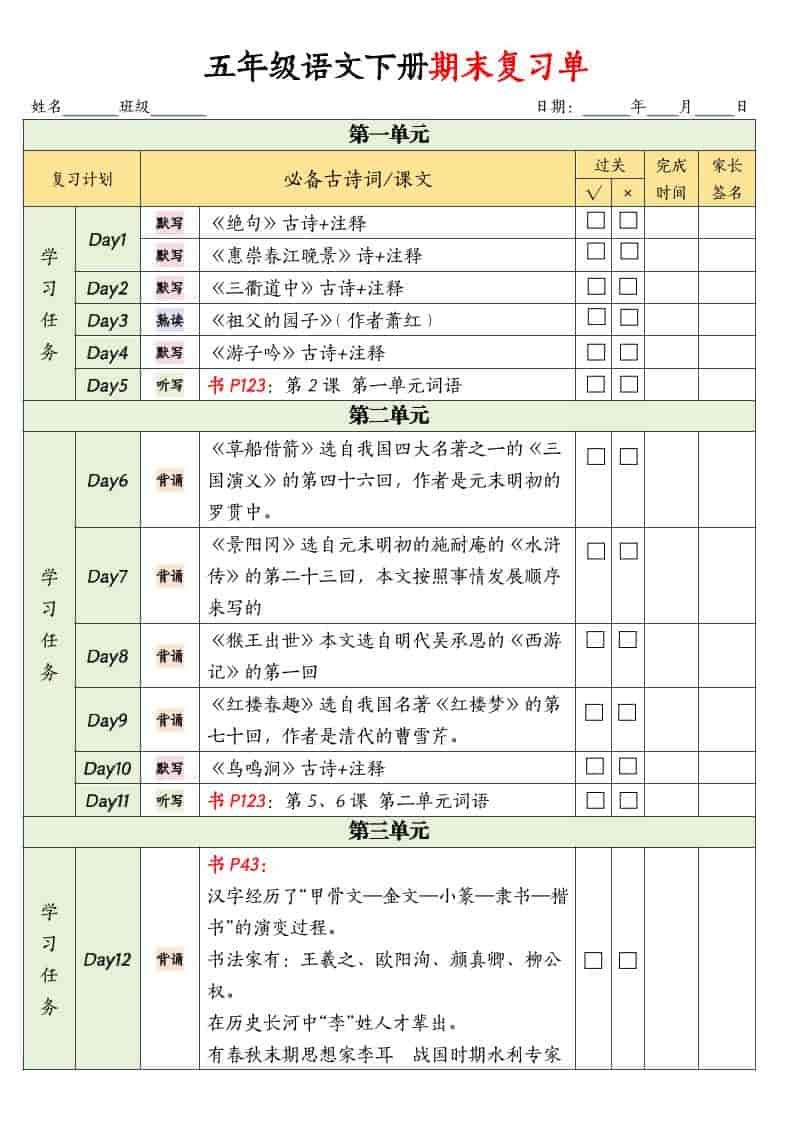 五年级下语文期末复习单金榜学科-专注整理分享幼、小、初、高学科教资，一站式解决孩子学习资料难题，帮助孩子全方位提升成绩。金榜学科
