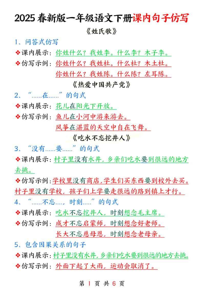 一年级下语文课内句子仿写金榜学科-专注整理分享幼、小、初、高学科教资，一站式解决孩子学习资料难题，帮助孩子全方位提升成绩。金榜学科