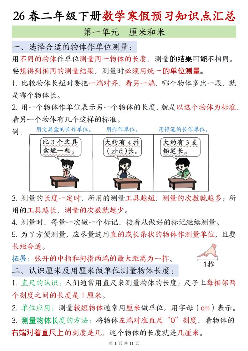 二年级下数学寒假预习知识点清单《苏教版》金榜学科-专注整理分享幼、小、初、高学科教资，一站式解决孩子学习资料难题，帮助孩子全方位提升成绩。金榜学科
