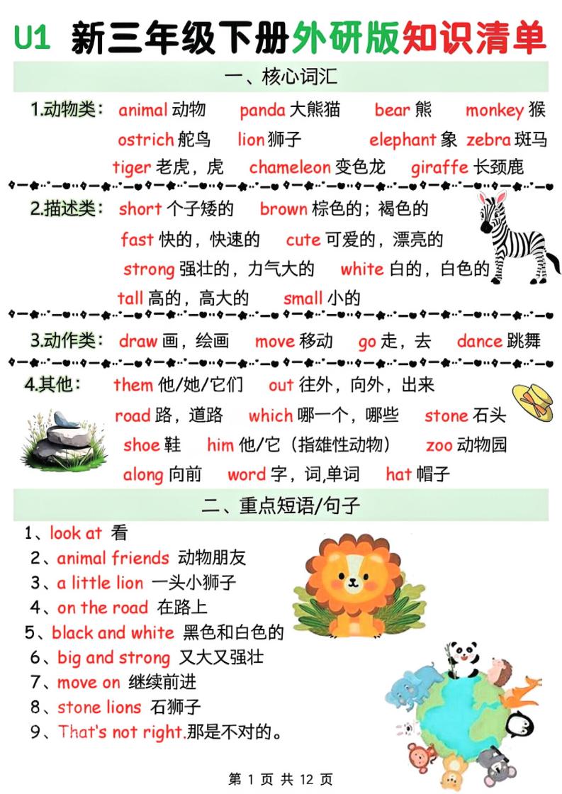 三年级下英语知识清单《外研版（三起）》金榜学科-专注整理分享幼、小、初、高学科教资，一站式解决孩子学习资料难题，帮助孩子全方位提升成绩。金榜学科