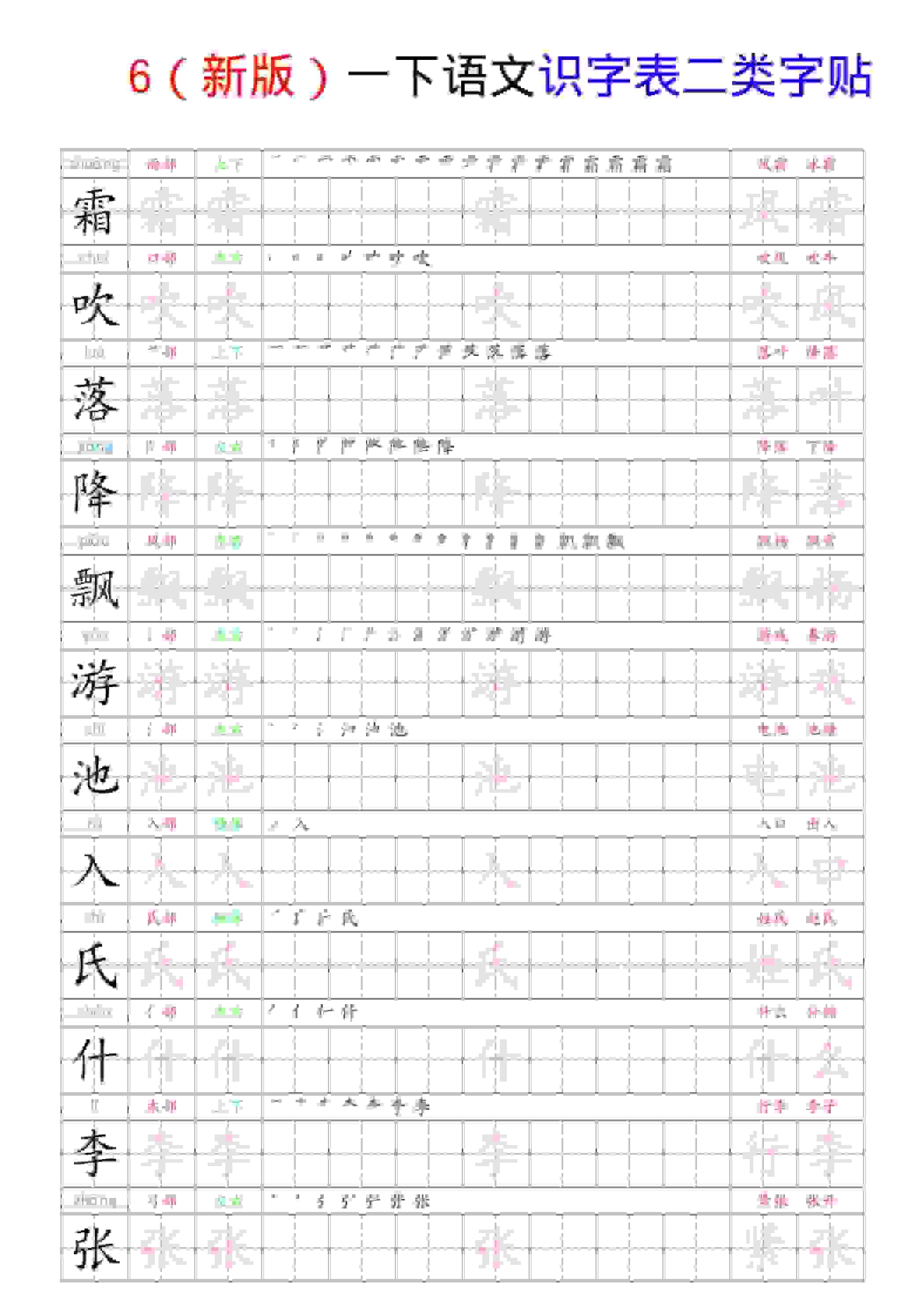 一年级下语文识字表二类字贴金榜学科-专注整理分享幼、小、初、高学科教资，一站式解决孩子学习资料难题，帮助孩子全方位提升成绩。金榜学科