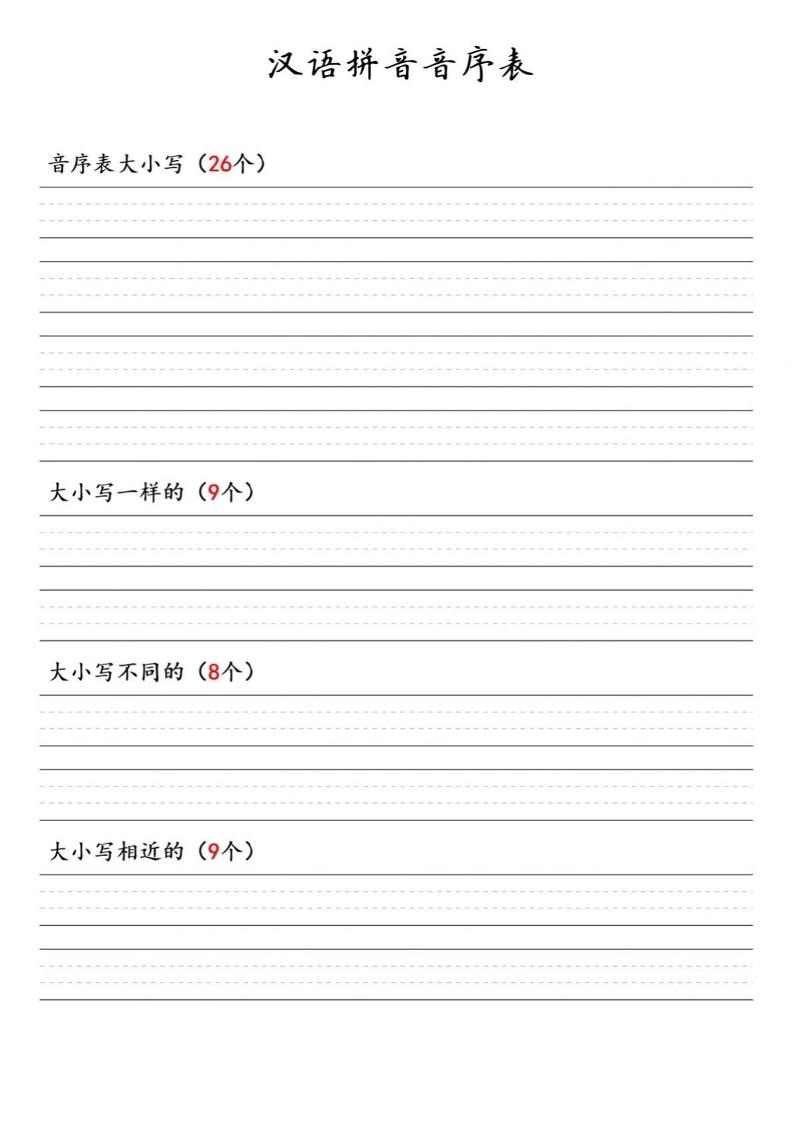 一年级下语文汉语拼音音序表金榜学科-专注整理分享幼、小、初、高学科教资，一站式解决孩子学习资料难题，帮助孩子全方位提升成绩。金榜学科