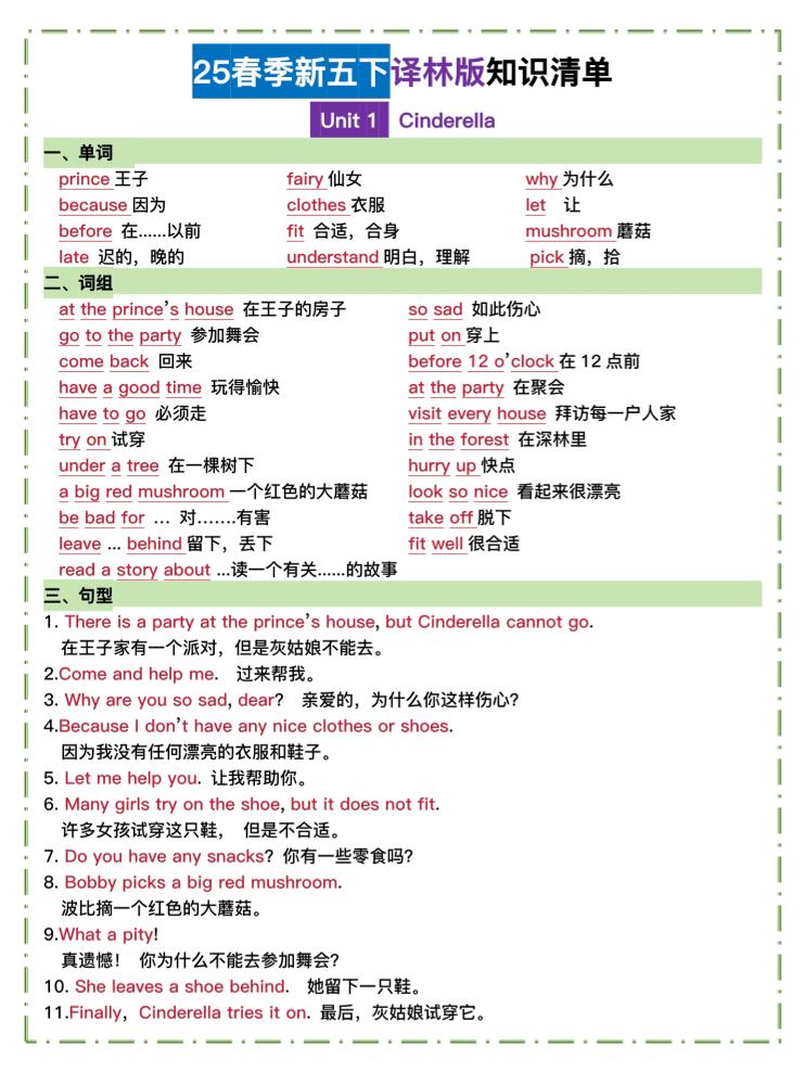 五下译林英语知识清单金榜学科-专注整理分享幼、小、初、高学科教资，一站式解决孩子学习资料难题，帮助孩子全方位提升成绩。金榜学科
