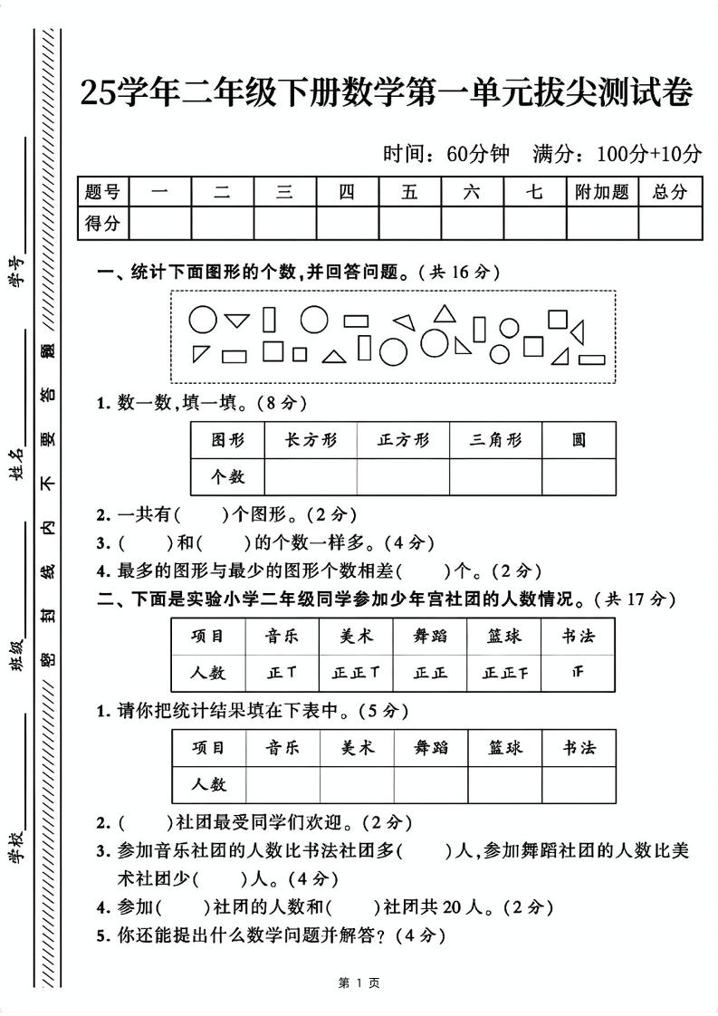 25二下数学第一单元拔尖测试卷1（含答案5页）人教金榜学科-专注整理分享幼、小、初、高学科教资，一站式解决孩子学习资料难题，帮助孩子全方位提升成绩。金榜学科