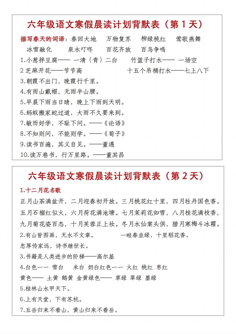 六年级下语文晨读计划背默表金榜学科-专注整理分享幼、小、初、高学科教资，一站式解决孩子学习资料难题，帮助孩子全方位提升成绩。金榜学科