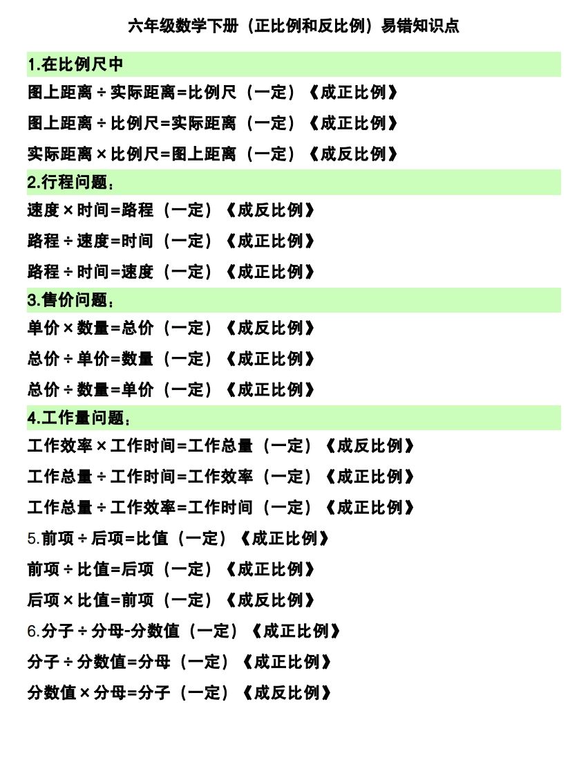 六下数学（正比例和反比例）易错知识点金榜学科-专注整理分享幼、小、初、高学科教资，一站式解决孩子学习资料难题，帮助孩子全方位提升成绩。金榜学科