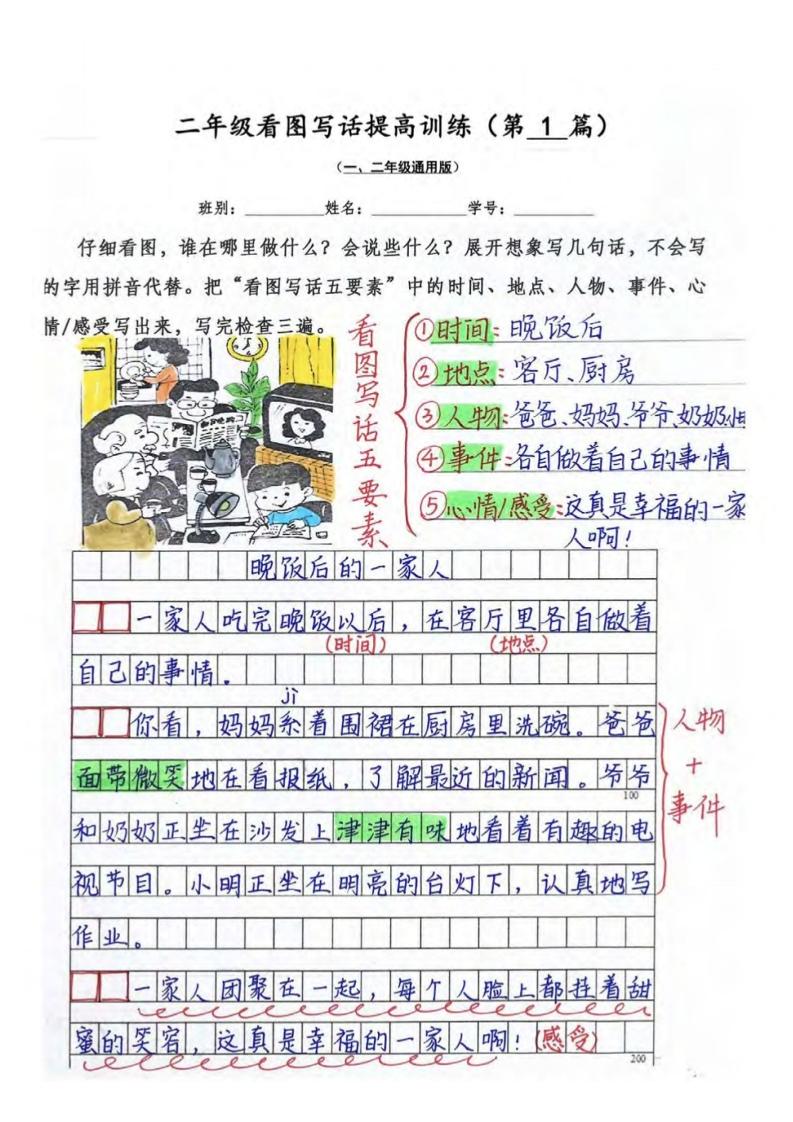 二年级上语文看图写话提高训练30篇30页（参考范文）金榜学科-专注整理分享幼、小、初、高学科教资，一站式解决孩子学习资料难题，帮助孩子全方位提升成绩。金榜学科