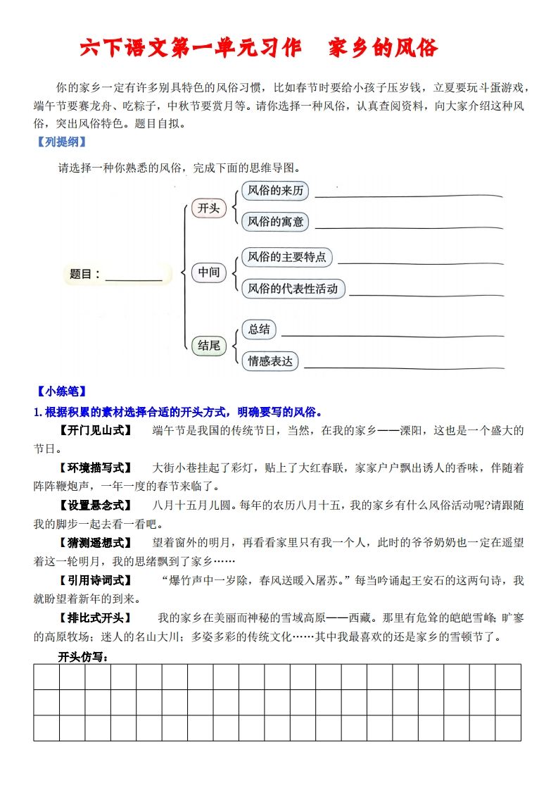 六下语文【单元习作小练笔】金榜学科-专注整理分享幼、小、初、高学科教资，一站式解决孩子学习资料难题，帮助孩子全方位提升成绩。金榜学科