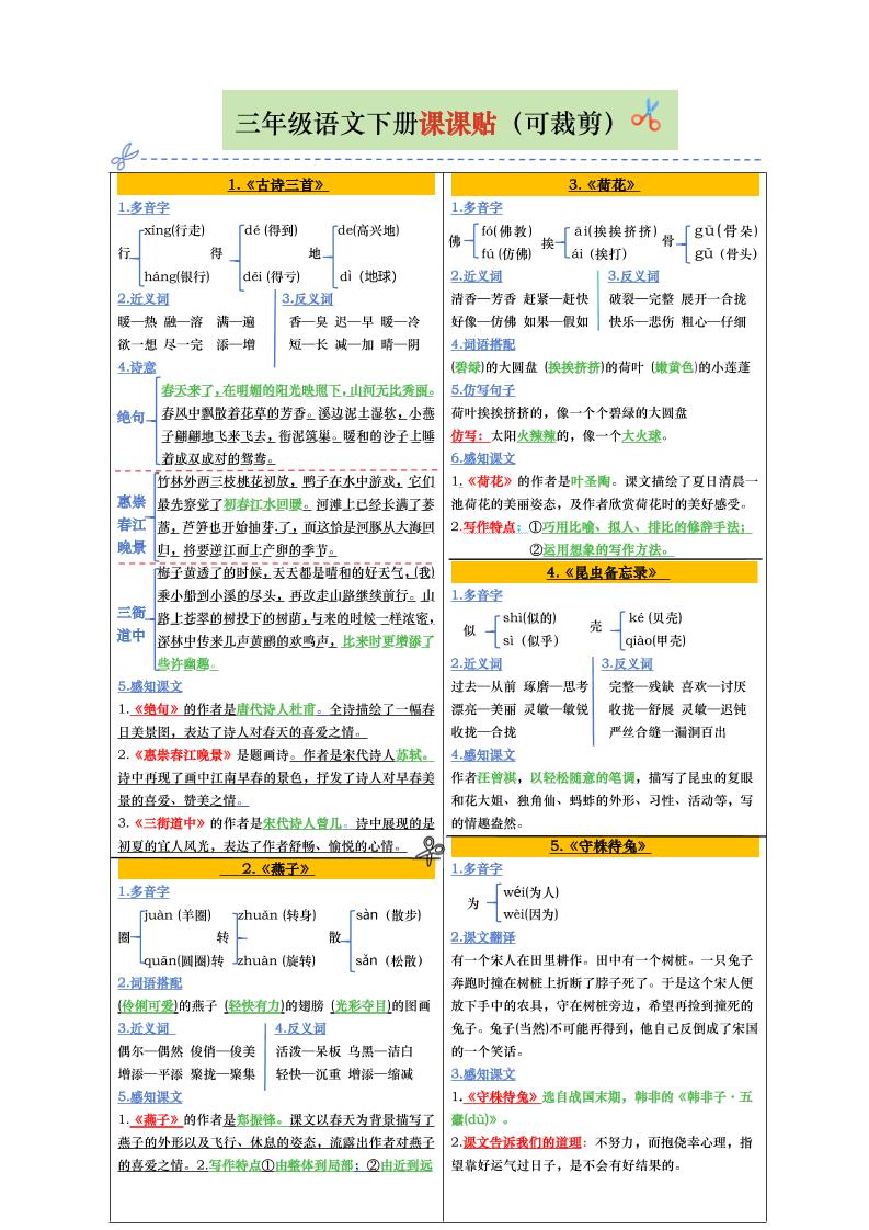 【课课贴彩色版（完整28课）】三下语文金榜学科-专注整理分享幼、小、初、高学科教资，一站式解决孩子学习资料难题，帮助孩子全方位提升成绩。金榜学科