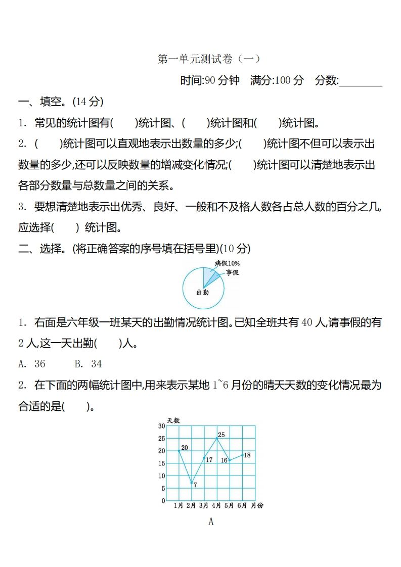 六下苏教版数学第一单元测试卷-2金榜学科-专注整理分享幼、小、初、高学科教资，一站式解决孩子学习资料难题，帮助孩子全方位提升成绩。金榜学科