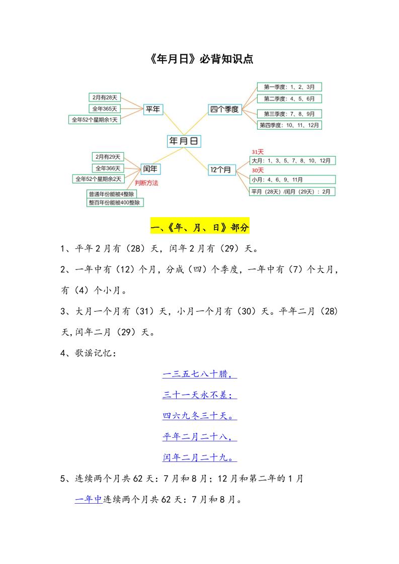 三下数学年月日必背知识点整理金榜学科-专注整理分享幼、小、初、高学科教资，一站式解决孩子学习资料难题，帮助孩子全方位提升成绩。金榜学科