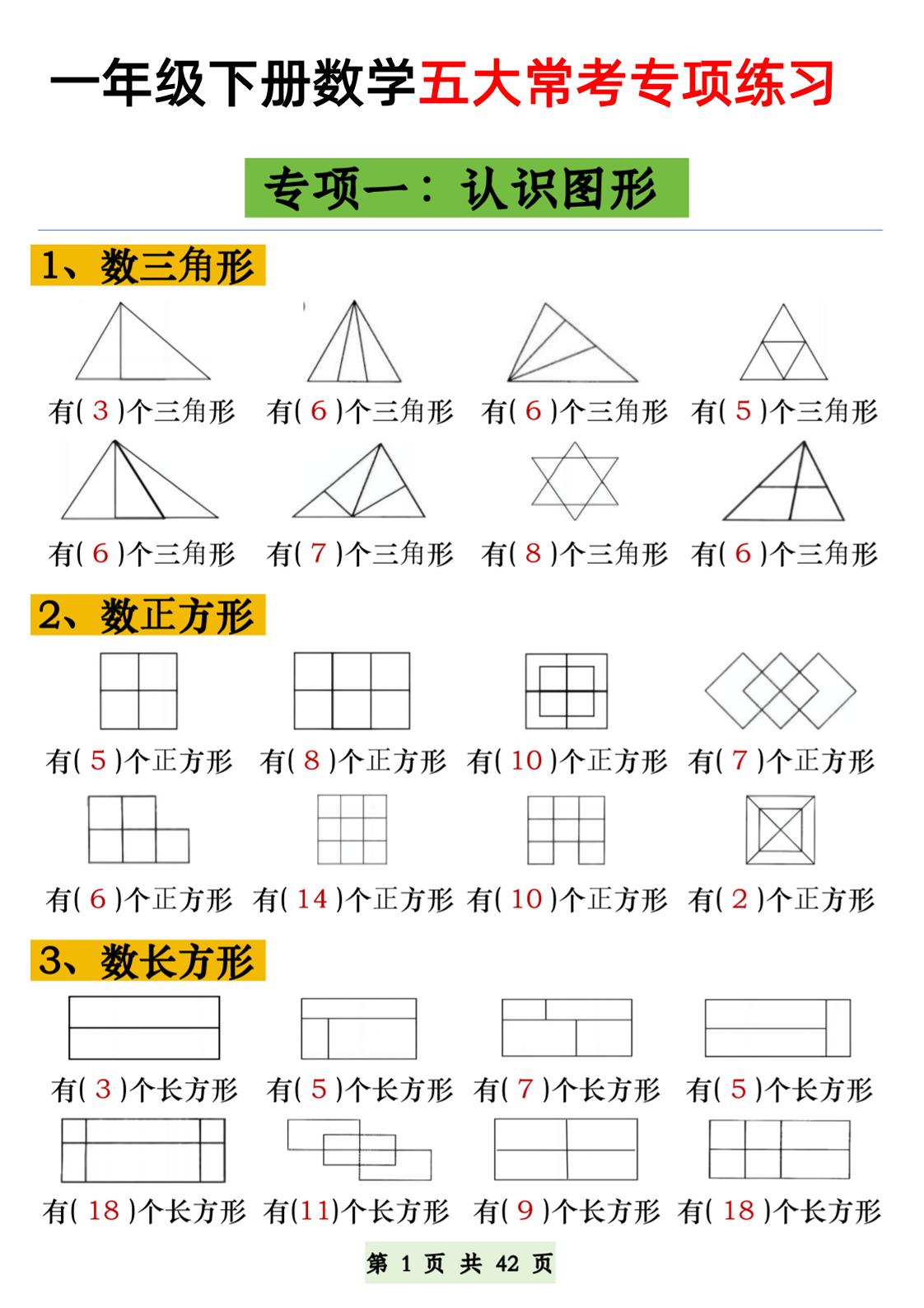一年级下册数学五大常考专项练习金榜学科-专注整理分享幼、小、初、高学科教资，一站式解决孩子学习资料难题，帮助孩子全方位提升成绩。金榜学科