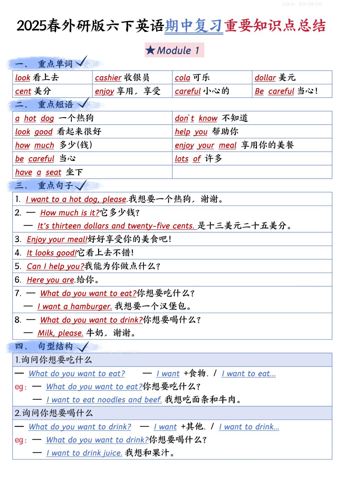 六下英语外研期中知识梳理金榜学科-专注整理分享幼、小、初、高学科教资，一站式解决孩子学习资料难题，帮助孩子全方位提升成绩。金榜学科