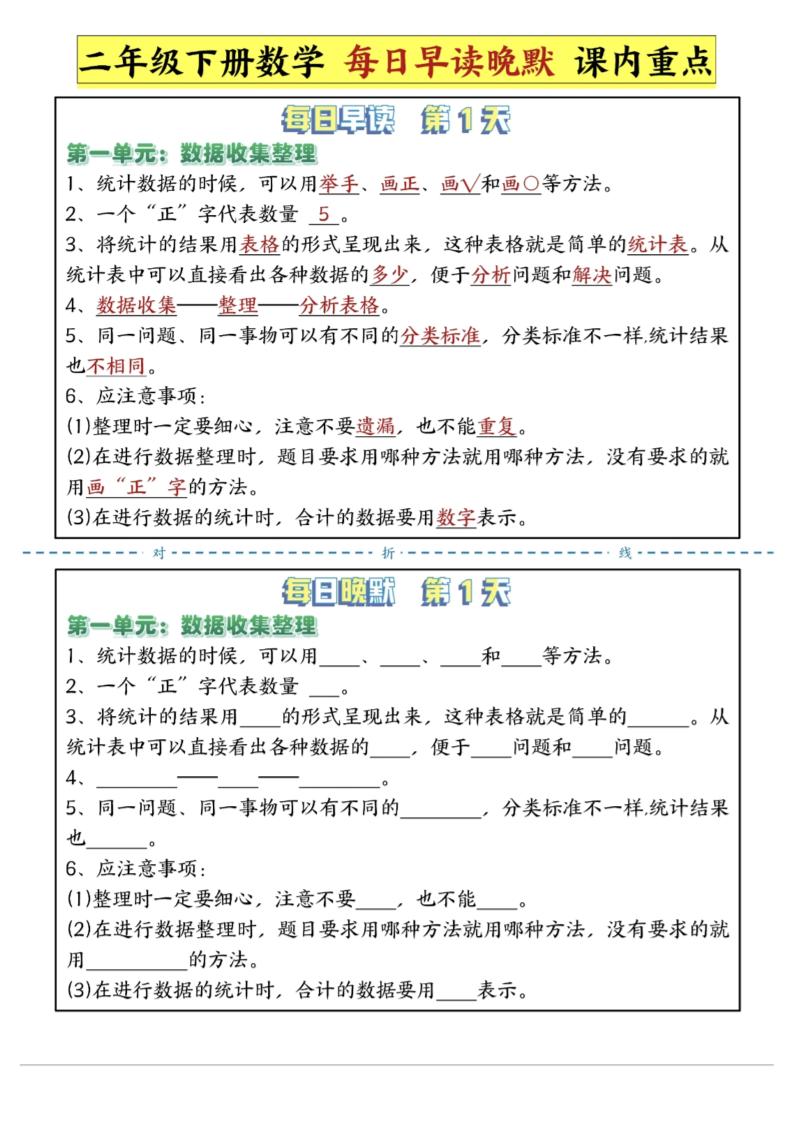 二年级下数学重点每日早读晚默（14页）-高清无水印完整版本金榜学科-专注整理分享幼、小、初、高学科教资，一站式解决孩子学习资料难题，帮助孩子全方位提升成绩。金榜学科