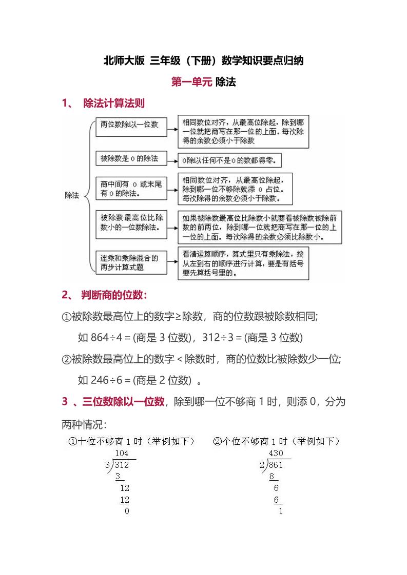 三下北师大数学汇总重点-1金榜学科-专注整理分享幼、小、初、高学科教资，一站式解决孩子学习资料难题，帮助孩子全方位提升成绩。金榜学科